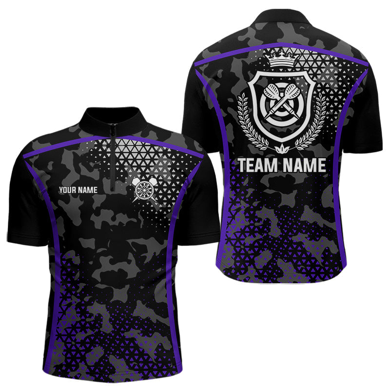 Blisscorners Black Purple Camo Darts Shirt With Pocket For Men Custom Darts Team Jersey LM1307