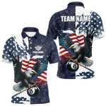 Blisscorners Personalized American Flag Eagle Men Billiard Shirt Custom Patriotic 8 Ball Pool Team Jersey |Navy LM1307