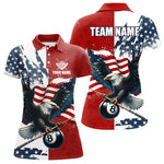 Blisscorners Personalized American Flag Eagle Men Billiard Shirt Custom Patriotic 8 Ball Pool Team Jersey |Red LM1307