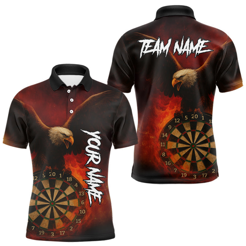 Blisscorners Personalized Fire Flame Eagle Dart Shirts For Men Custom Darts Team Jersey Polo & Quarter Zip LM2206