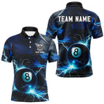Blisscorners Blue 8 Ball Pool Thunder Lightning Billiard Shirt For Men Custom Billiard League Team JerseysLM1307
