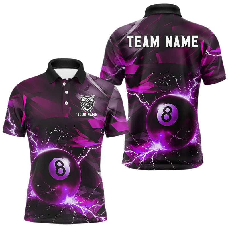 Blisscorners Purple 8 Ball Pool Thunder Lightning Billiard Shirt For Men Custom Billiard League Team Jerseys LM1307