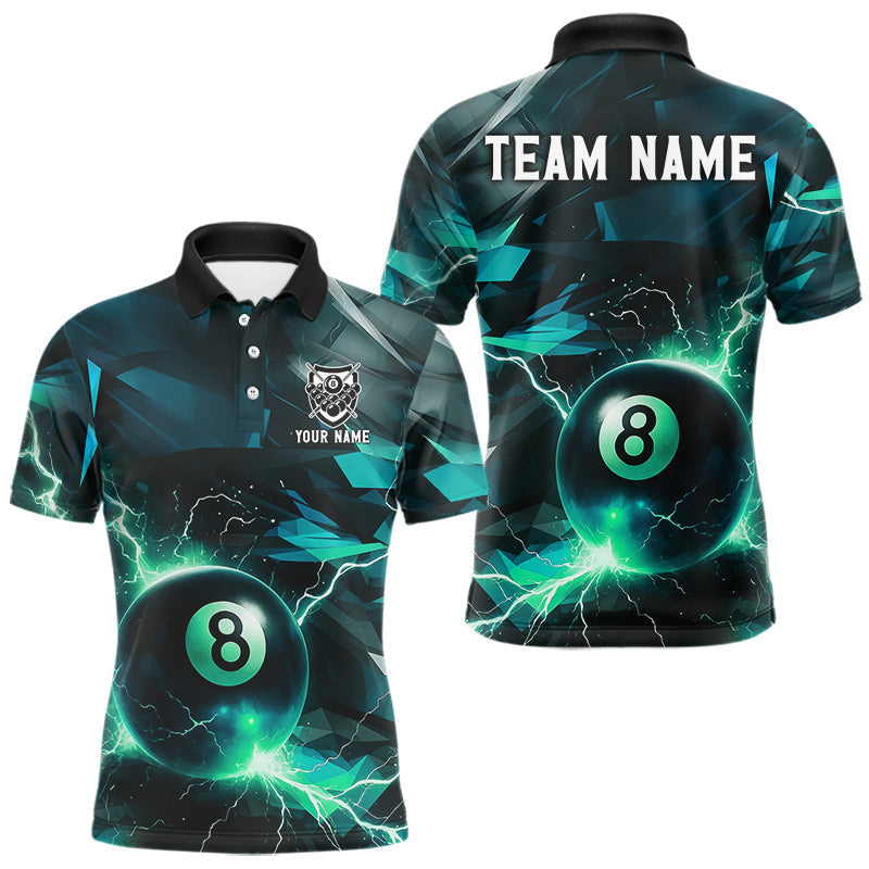 Blisscorners Turquoise 8 Ball Pool Thunder Lightning Billiard Shirt For Men Custom Billiard League Team Jerseys LM1307