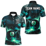 Blisscorners Turquoise 8 Ball Pool Thunder Lightning Billiard Shirt For Men Custom Billiard League Team Jerseys LM1307