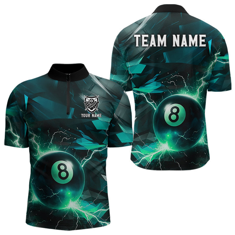 Blisscorners Turquoise 8 Ball Pool Thunder Lightning Billiard Shirt For Men Custom Billiard League Team Jerseys LM1307