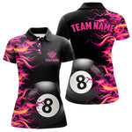 Blisscorners Pink Fire Flame 8 Ball Pool Billiard Shirt For Men Custom Billiard Team Jersey Polo & 1/4 Zi LM1307