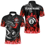 Blisscorners Personalized Red Flaming Dragon 8 Ball Billiard Shirts For Men Custom Team League Billiard JerseysLM2206