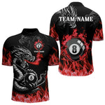 Blisscorners Personalized Red Flaming Dragon 8 Ball Billiard Shirts For Men Custom Team League Billiard JerseysLM2206