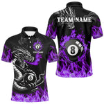 Blisscorners Personalized Purple Flaming Dragon 8 Ball Billiard Shirt For Men, Team League Billiard JerseysLM2206