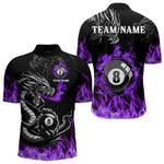 Blisscorners Personalized Purple Flaming Dragon 8 Ball Billiard Shirt For Men, Team League Billiard JerseysLM2206
