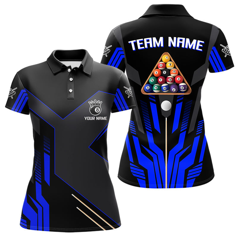 Blisscorners Personalized Blue Black 8 Ball Pool Shirt For Men Custom Billiard League Team Jersey Polo, 1/4 Zip MT2306