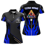 Blisscorners Personalized Blue Black 8 Ball Pool Shirt For Men Custom Billiard League Team Jersey Polo, 1/4 Zip MT2306