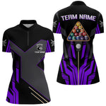 Blisscorners Personalized Purple Black 8 Ball Pool Shirt For Men, Billiard League Team Jersey Polo & 1/4 Zip MT2306