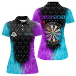 Blisscorners Personalized Blue And Purple Dartboard Fire Flame 3D Printed Men Darts Shirts Custom Darts Jersey