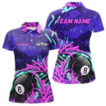 Blisscorners Personalized 8 Ball Billiard Shirt For Men | Neon Purple, Pink & Teal Paint Funny Pool Team Jersey MT2306