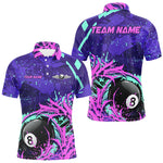 Blisscorners Personalized 8 Ball Billiard Shirt For Men | Neon Purple, Pink & Teal Paint Funny Pool Team Jersey MT2306