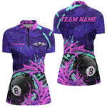 Blisscorners Personalized 8 Ball Billiard Shirt For Men | Neon Purple, Pink & Teal Paint Funny Pool Team Jersey MT2306