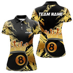 Blisscorners Personalized Golden 8 Ball Crown Billiard Shirt For Men, Pool King Team Jerseys Polo & 1/4 Zip MT2306