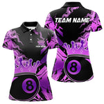 Blisscorners Personalized Purple 8 Ball Crown Billiard Shirt For Men, Pool King Team Jerseys Polo & 1/4 Zip MT2306