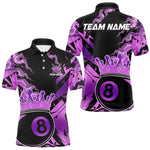Blisscorners Personalized Purple 8 Ball Crown Billiard Shirt For Men, Pool King Team Jerseys Polo & 1/4 Zip MT2306
