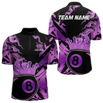 Blisscorners Personalized Purple 8 Ball Crown Billiard Shirt For Men, Pool King Team Jerseys Polo & 1/4 Zip MT2306