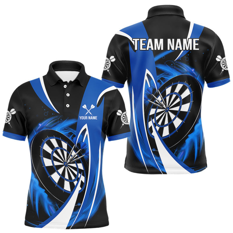 Blisscorners Personalized Blue And Black Darts Shirt For Men Custom Darts League Team Polo & 1/4 Zip Jerseys MT1607