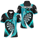 Blisscorners Personalized Turquoise & Black Darts Shirt For Men Custom Darts League Team Polo & 1/4 Zip Jerseys MT1607