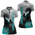 Blisscorners Turquoise Custom Lightning Dragon Dart Shirt For Men, Strike Darts Team Jersey Polo & Quarter Zip