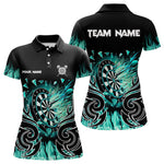 Blisscorners Personalized Turquoise Flaming Darts Shirts With Pocket For Men Custom Fire Dart Team Jerseys
