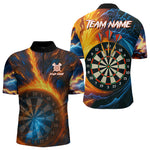 Blisscorners Personalized Blue And Orange Swirl Fire Flame Dart Shirt For Men Custom Darts League Team Jersey LM3006