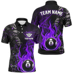 Blisscorners Personalized Wolf Flaming 8 Ball Pool Fire Billiard Shirts Team League Billiard Jerseys | Purrple
