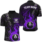 Blisscorners Personalized Wolf Flaming 8 Ball Pool Fire Billiard Shirts Team League Billiard Jerseys | Purrple