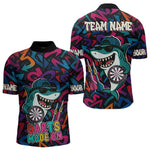 Blisscorners Darts Mode On Funny Shark Graffiti Style Custom Dart Shirts For Men, Dart Jersey Best Darts Outfit LM1625