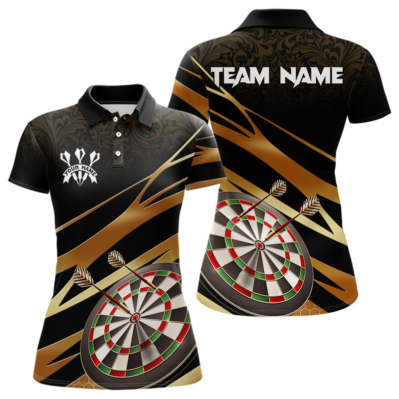 Blisscorners Black And Gold Dart Shirts For Men Custom 3D Dartboard Jersey, Darts Team Polo & Quarter Zip LM1625
