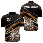 Blisscorners Black And Gold Dart Shirts For Men Custom 3D Dartboard Jersey, Darts Team Polo & Quarter Zip LM1625