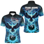 Blisscorners Blue American Flag Eagle Billiard Shirt For Men Custom 8 Ball Thunder Lightning Pool Team