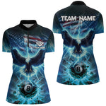 Blisscorners Blue American Flag Eagle Billiard Shirt For Men Custom 8 Ball Thunder Lightning Pool Team