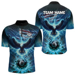 Blisscorners Blue American Flag Eagle Billiard Shirt For Men Custom 8 Ball Thunder Lightning Pool Team