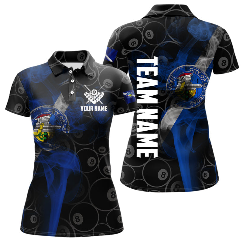 Maxxcorners Personalized Las Vegas Flag Smoke Billiard Shirt For Men Custom 8 Ball Pool Team Jerseys MT0307