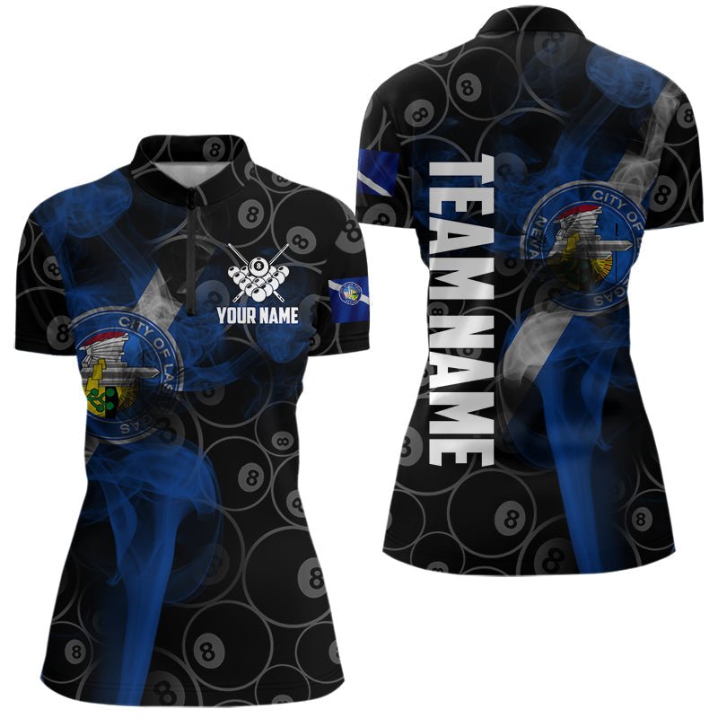Maxxcorners Personalized Las Vegas Flag Smoke Billiard Shirt For Men Custom 8 Ball Pool Team Jerseys MT0307