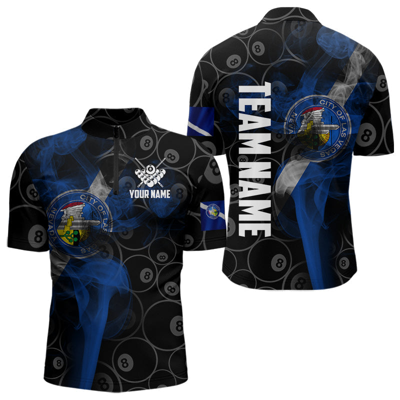 Maxxcorners Personalized Las Vegas Flag Smoke Billiard Shirt For Men Custom 8 Ball Pool Team Jerseys MT0307