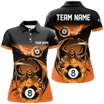 Blisscorners Orange Death Skeleton Flame 8 Ball Pool Billiard Shirts Custom Billiard League Team Jerseys