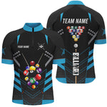 Blisscorners Black And Blue Billiard Jerseys Halftone Pattern Custom Men Billiard Shirts, Billiard Team Uniform