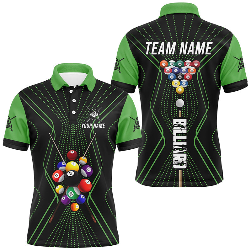 Blisscorners Black And Green Billiard Jerseys Halftone Pattern Custom Men Billiard Shirts, Billiard Team Uniform