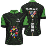 Blisscorners Black And Green Billiard Jerseys Halftone Pattern Custom Men Billiard Shirts, Billiard Team Uniform