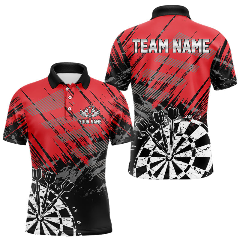 Blisscorners Black And Red Grunge Darts Shirts For Men Custom Dart Team Jerseys OutfitMT0306