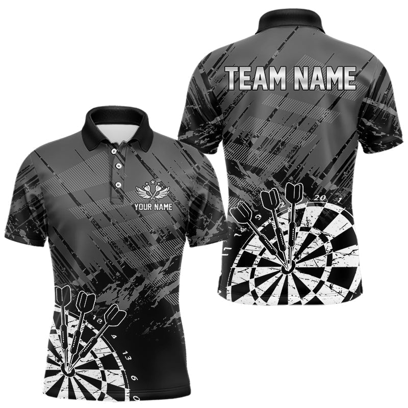 Blisscorners Black And Grey Grunge Darts Shirts For Men Custom Dart Team Jerseys Outfit