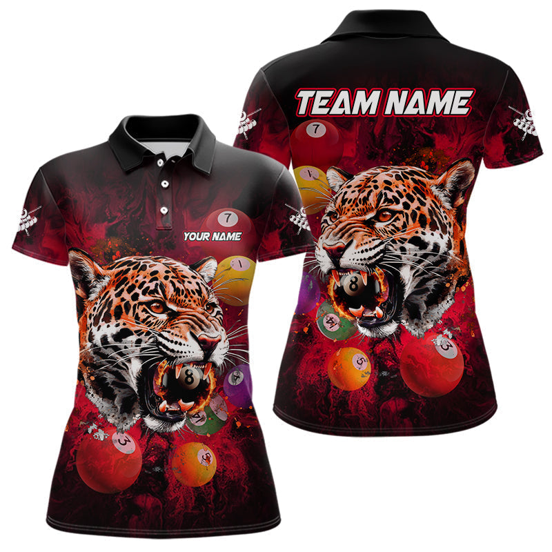 Blisscorners Funny Panther Flaming 8 Ball Billiard Pool Shirt For Men Custom Billiard Team Jerseys |Red