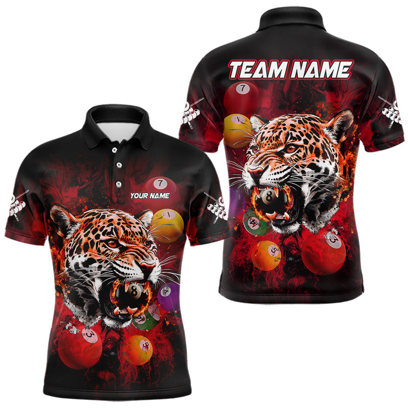 Blisscorners Funny Panther Flaming 8 Ball Billiard Pool Shirt For Men Custom Billiard Team Jerseys |Red