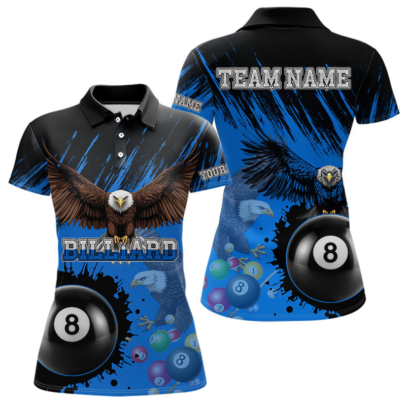 Blisscorners Personalized Eagle 8 Ball Pool Billiard Shirt For Men, Billiard Jerseys Team Polo & 1/4 Zip|Blue